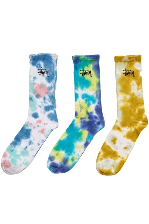 Stussy Mens Tie Dye (3 Pack) Socks White - GFVSC3625